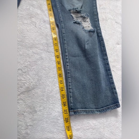 Distressed Wide Leg Jeans Ripped Denim High Waist Blue Size‎ 29 - Picture 6 of 7